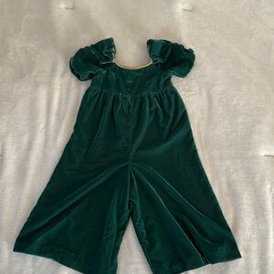 Janie and Jack green velvet jumper with gold collar trim